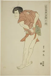 Toraya: Arashi Ryuzo II als Mönch Tojibo im Stück "Hatsu Akebono Kaomise Soga," aus der Serie "Porträts von Schauspielern auf der Bühne (Yakusha butai no sugata-e)"
