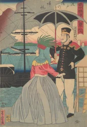 Rückkehrende Segel an den Kais [Amerikanisches Paar], 1. Monat, 1861