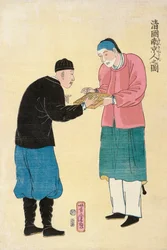 Zwei chinesische Männer mit einem Abakus