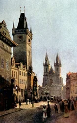 Der Altstädter Ring und das Rathaus in Prag, ca. 1900 (Druck)