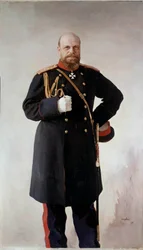 Ganzkörperporträt von Alexander III. (1845-1895), Kaiser von Russland. Gemälde von Valentin Serov (1865-1911) 1895 St. Petersburg. Schloss Peterhof