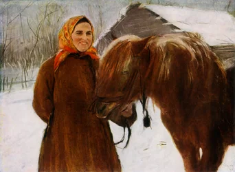 Frau mit einem Pferd