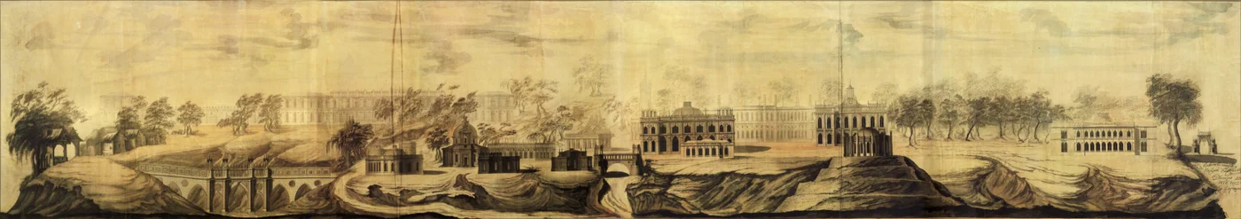 Panoramablick auf das Design von Tsaritsyno, 1776