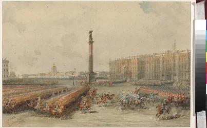 Parade des Leibgarderegiments auf dem Palastplatz