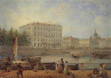 Sankt Petersburg. Blick auf den Fontanka-Fluss und das Derzhavin-Haus, 1861