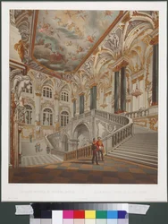 Die große Treppe des Winterpalastes (auch bekannt als Botschaftertreppe oder Jordan-Treppe), von Vasily Semyonovich Sadovnikov