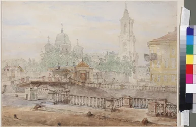 Die Voznesensky-Brücke über den Katharinenkanal, von Vasily Semyonovich Sadovnikov (1800-1879). Aquarell auf Papier