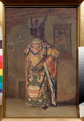 Ein Lama auf einem buddhistischen Fest im Rumtek-Kloster in Sikkim