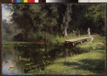 Überwucherter Teich. Gemälde von Vassili Dmitrievich Polenov (1844-1927), Öl auf Leinwand