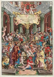 Frontispiz zu De Humani Corporis Fabrica Libri Septem von Andreas Vesalius, veröffentlicht von Johannes Oporinus, Basel, Juni 1543
