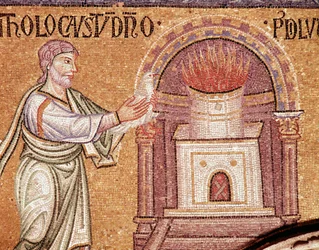 Das Leben Noahs, Noah dankt an einem Altar (Mosaikdetail)