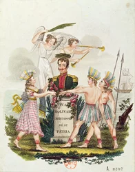 Beliebte Bilddarstellung, die Bolivar verherrlicht, ca. 1840
