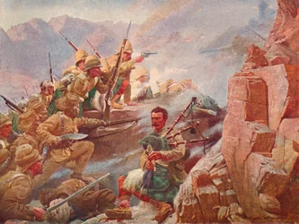 Sturm auf die Dargai Heights durch die 1. Gordon Highlanders und die Gurkhas, 1897
