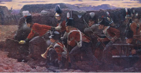 Die Verzweiflungstat bei Badajos, Illustration aus Cassells Geschichte Englands, 1900er Jahre