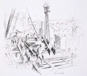 Bewegliche Balken im 25. Stock des Empire State Building, veröffentlicht von William Edwin Rudge