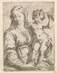 Maria mit Kind und einem Vogel