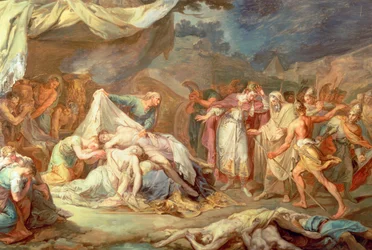 Kyros der Große vor den Leichen von Abradatus und Pantheus