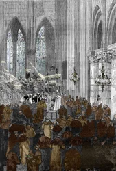 Affäre der Besessenen von Loudun um 1630: Die besessenen Ursulinen während einer Exorzismus-Sitzung in der Kirche Sainte Croix de Loudun