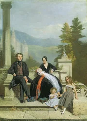 Henry Granville Fitzalan Howard mit Minna Lyons und seinen drei älteren Kindern, 1845