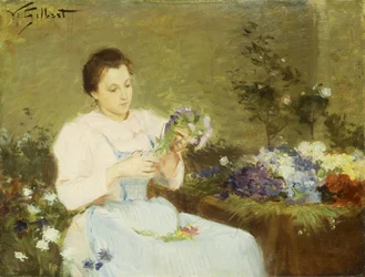 Blumen für einen Frühlingsstrauß arrangieren