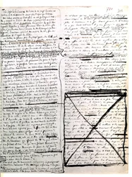 Autographische Seite von "Les Miserables" von Hugo. 1845-1861