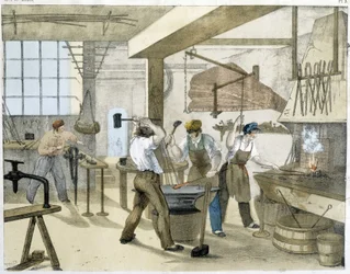 Der Schlosser, Lithografie von Janson. 19. Jahrhundert.