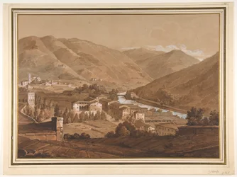 Stadt in einem Alpental