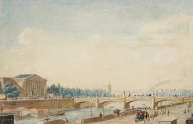 Blick auf die Pont de la Concorde und den Palais Bourbon in Paris