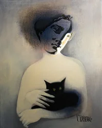 Rätselhafte Figur Schwarze Katze