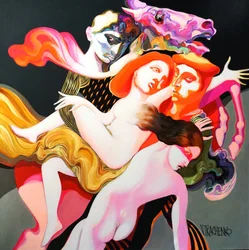 Surreale Figuren Umarmung