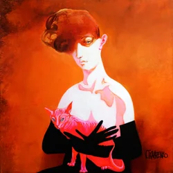 Frau mit Sphinx-Katze