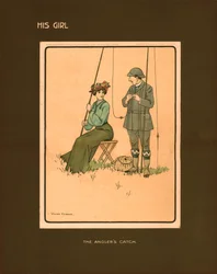 Sein Mädchen, der Fang der Angler