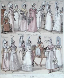 Traditionelle Kostüme der Normandie, ca. 1830
