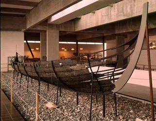 Wikingerschiff (Drakkar oder Langskip) gefunden im Roskilde-Fjord, Dänemark, um 1030