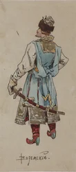 Kostümentwurf für die Oper Der Kaufmann Kalaschnikow von A. Rubinstein, 1901