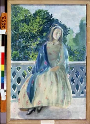 Junges Mädchen auf dem Balkon