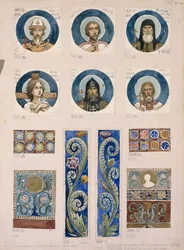 Medallions mit russischen Heiligen, Studie für Fresken in der St. Wladimir-Kathedrale von Kiew, 1884-1889
