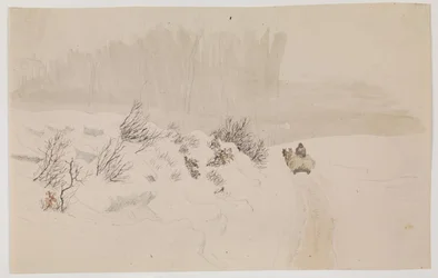 Winterlandschaft mit Schlitten