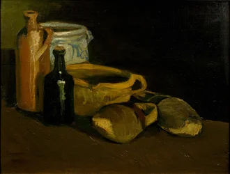 Stillleben mit Holzschuhen und Töpfen, 1884