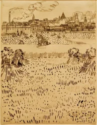 Blick auf Arles über die Kornfelder