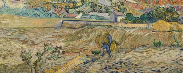Landschaft bei Saint-Rémy (Eingefasstes Feld mit Bauer)