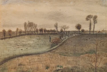 Landschaft mit Kopfweiden (Rückseite: Figur in einer Landschaft)