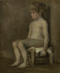 Sitzendes nacktes Mädchen