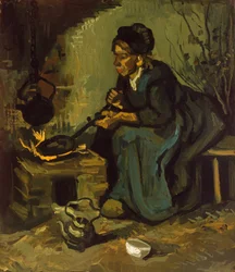Bäuerin beim Kochen am Kamin, 1885