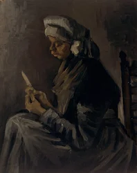 Die Kartoffelschälerin Rückseite: Selbstporträt mit Strohhut, 1885