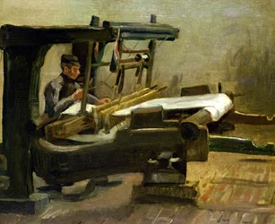 Weber am Webstuhl, nach rechts gewandt, 1884