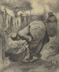 Bäuerin am Becken im Garten (1885)