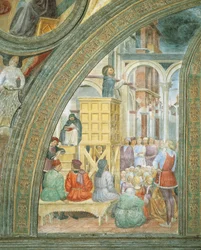 Das Wunder der Wolke, Detail aus Geschichten des Heiligen Petrus Märtyrer, von Vincenzo Foppa