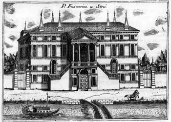 Der Palazzo Foscarini in Stra bei Venedig in „Singolarita di Venezia“ von Vincenzo Coronelli