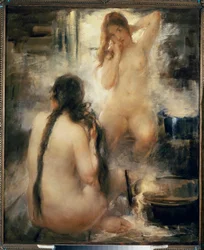 In einem Dampfbad (Sauna)